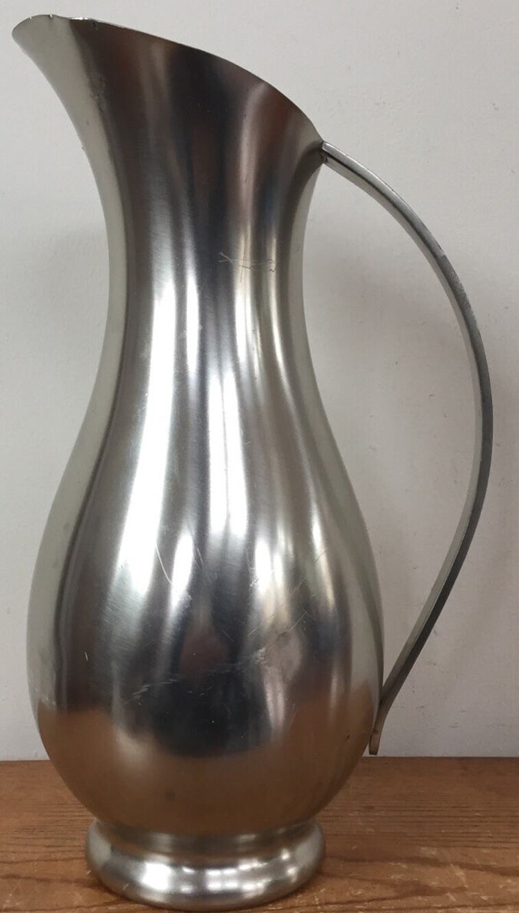 Vtg Royal Holland Pewter KMD Tiel Dutch Mid Century Modern Vase Pitcher 11.75"